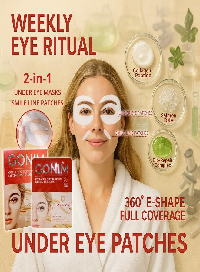 GONIM Under Eye Patches with Salmon DNA, Collagen Peptide, Caffeine & Retinol, Eye Patches for Puffy Eyes and Dark Circles with PDRN, Eye Masks for Dark Circles and Puffiness, Gifts for Women, 4pairs - Image 2